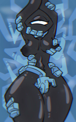 1_eye 4_fingers areola black_areola black_body black_breasts black_eyes black_nipples black_skin blue_background bodily_fluids breast_grab breasts eyelashes female female_humanoid fingering fingers floating_head for_a_head glistening glistening_breasts glistening_legs glistening_thighs half-closed_eyes hand_on_another's_arm hand_on_another's_chin hand_on_another's_hip hand_on_another's_thigh hand_on_arm hand_on_breast hand_on_chin hand_on_hip hand_on_leg hand_on_thigh medium_breasts narrowed_eyes navel nipple_fetish nipple_play nipples not_furry nude nude_female nude_humanoid simple_background solo sweat sweaty_arms sweaty_body sweaty_breasts thick_thighs vaginal vaginal_fingering white_sclera wide_hipped_female wide_hipped_humanoid wide_hips bav prisma_(fr0gv0re) hand_creature humanoid shape_head 2025 digital_media_(artwork)