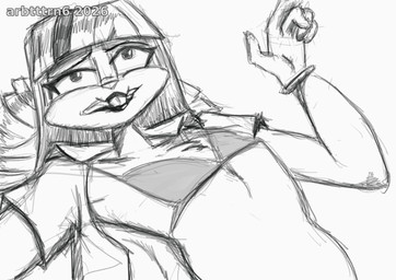 alternative_fashion anthro bra clothing collared_shirt crossgender dress_shirt female gloves goth handwear makeup shirt simple_background smile smiling_at_another solo topwear underwear white_background looney_tunes warner_brothers lagomorph leporid mammal rabbit 2026 hi_res monochrome sketch