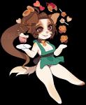 anthro apron bow_in_back brown_hair clothing collar female food grin hair heart_eyes heart_symbol juggling open_mouth ponytail simple_background smile solo transparent_background waist_bow waitress_(artist) lexie canid canine canis domestic_dog mammal 2018 alpha_channel digital_media_(artwork)