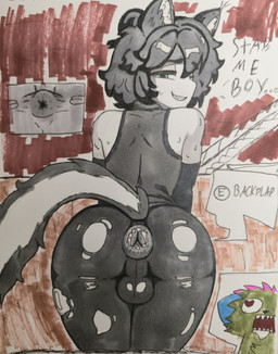 anus anus_focus balls big_butt butt butt_focus clothing femboy genitals latex latex_clothing looking_back male puffy_anus rear_view solo spread_anus spreading tight_clothing torn_clothing great_hendy don't_touch_my_pizza_(meme) forsaken_(roblox) nyanwolf kevin_(nyanwolf) two_time_(forsaken) absurd_res hi_res superabsurd_res traditional_media_(artwork)