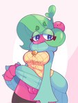 anthro bedroom_eyes big_butt big_hands blue_eyes blush bodily_fluids bottomless butt cherry clothed clothing clothing_lift curvy_figure female food fruit glistening glistening_body glistening_pseudo_hair glistening_skin glistening_thighs green_clothing green_sweater green_topwear leaf leaf_hair looking_at_viewer mostly_nude multicolored_body multicolored_clothing multicolored_shirt multicolored_topwear narrowed_eyes not_furry pattern_clothing pattern_sweater pattern_topwear pear-shaped_figure pink_background pink_body pink_clothing pink_shirt pink_skin pink_topwear plant plant_hair presenting presenting_vulva pseudo_hair pupils rear_view seductive shirt simple_background simple_eyes simple_face smile solo sweater sweater_lift tan_clothing tan_topwear tan_vest text thick_thighs topwear two_tone_body vest vulva white_clothing white_pupils white_sclera white_shirt white_topwear wide_hips dozighost cherry_(dozighost) elemental_creature elemental_humanoid flora_fauna food_creature humanoid mammal 2023 artist_name colored digital_drawing_(artwork) digital_media_(artwork) english_text hi_res portrait shaded signature three-quarter_portrait watermark female_(lore)