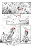 12-tf canid canine canis clothing comic comic_sans dialogue english_text eyes_closed fairy_tales female forest fungus hat headgear headwear human little_red_riding_hood little_red_riding_hood_(copyright) mammal monochrome mushroom outside plant red_clothing red_hat red_headwear text torn_clothing transformation tree wolf
