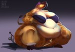 anthro belly big_belly big_breasts big_cheeks breasts clothing duo female fupa hair leg_markings male male/female markings navel obese overweight overweight_anthro overweight_female thick_thighs thigh_markings underwear wide_hips ruby_panda_(artist) kubwa kubwa_kalua giraffe giraffid mammal hi_res