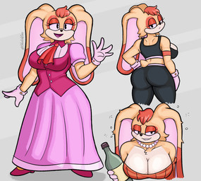 anthro big_breasts big_butt breasts butt cleavage clothed clothing drunk female mature_female solo substance_intoxication sketchfins sega sonic_the_hedgehog_(series) vanilla_the_rabbit lagomorph leporid mammal rabbit hi_res