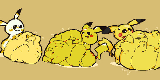 :3 >_< ambiguous_feral ambiguous_gender ambiguous_pred ambiguous_prey belly belly_on_ground big_belly black_ear_tips black_nose black_sclera bodily_fluids body_outline cheek_spots closed_smile dipstick_ears dot_nose ear_markings ears_up eyes_closed face_imprint feet feral feral_pred fully_inside fur group hand_imprint huge_belly hyper hyper_belly imprint lightning_tail looking_at_belly looking_at_own_belly looking_at_viewer markings monotone_arms monotone_background monotone_hands motion_lines mouth_closed multicolored_ears multiple_pred multiple_prey narrowed_eyes nervous nervous_sweat open_:3 open_mouth open_smile rumbling_stomach same_size_vore satisfied semi-anthro side_view simple_background sitting sitting_on_ground small_feet smile smiling_at_viewer smirk smirking_at_viewer smug soft_vore standing striped_back struggling struggling_prey sweat sweatdrop three-quarter_view trio two_tone_ears unseen_prey unwilling_prey vore white_eyes wide_hips yellow_arms yellow_body yellow_ears yellow_face yellow_feet yellow_fur yellow_hands yellow_legs meatcanister nintendo pikachu_day pokemon generation_1_pokemon mammal pikachu pokemon_(species) rodent 2026 digital_media_(artwork) english_description full-length_portrait hi_res pixel_(artwork) portrait female_(lore) male_(lore)