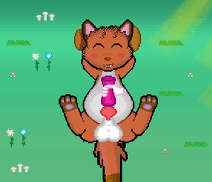 bloated blush grass half-closed_eyes light log looking_pleasured male narrowed_eyes nipples pawpads penetrable_sex_toy plant sex_toy solo sunlight tail tail_motion tailwag wood vorochi canid canine fox mammal animated low_res