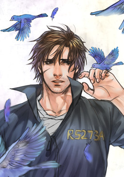 2_toes 5_fingers ambiguous_feral ambiguous_gender bangs beady_eyes beak beak_closed beard biped black_eyes blue_body blue_feathers blue_tail blue_tail_feathers blue_wings brown_eyes brown_hair cheek_scar clothed clothed_human clothed_male clothing collarbone facial_hair facial_scar feathered_wings feathers feet feral fingernails fingers flying grey_clothing grey_shirt grey_topwear grey_uniform group hair larger_human larger_male light looking_at_another male male_human mature_male mostly_offscreen_ambiguous mostly_offscreen_character mostly_offscreen_feral mouth_closed mustache nails number number_on_clothing open_mouth prison_uniform prisoner scar shirt short_hair simple_background size_difference smaller_ambiguous smaller_feral standing stubble tail talons tan_body tan_skin toes topwear white_background white_beak wings anderain konami silent_hill silent_hill:_downpour murphy_pendleton avian bird human mammal 2014 colored digital_drawing_(artwork) digital_media_(artwork) english_description hi_res lighting shaded