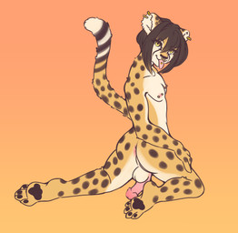 anthro anus barbell_piercing butt eyelashes feet femboy long_eyelashes male markings nipple_piercing nipples piercing solo spots spotted_arms spotted_butt spotted_hips spotted_legs spotted_markings spotted_shoulders spotted_tail spotted_thighs tail tail_markings chippney cheetah felid feline mammal hi_res