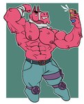 5_fingers abs anthro bandage bandaged_arm bandaged_neck belt border bottomwear clothing fingers flexing flexing_bicep fur legband male muscular muscular_anthro muscular_arms muscular_male navel nipples pants pecs pinata pink_body pink_fur selfie simple_background smile smirk solo taking_picture taking_selfie teeth tufted_fur white_border cronolm epic_games fortnite lt._john_llama animate_inanimate camelid living_pinata llama mammal absurd_res digital_media_(artwork) hi_res