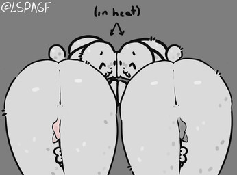 anthro anus backsack balls butt darkened_balls darkened_genitalia darkened_penis duo fur genitals hand_holding in_heat male male/male penis presenting presenting_hindquarters scut_tail short_tail tail white_body white_fur lspagf random_bunny_(lspagf) animal_humanoid humanoid lagomorph lagomorph_humanoid mammal mammal_humanoid hi_res