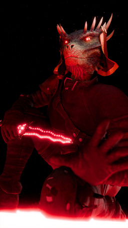 anthro armor black_background claws clothed clothing dagger female gloves grabbing_viewer green_body green_scales handwear horn horn_jewelry jewelry knee_pads kneeling knife looking_at_viewer looking_down melee_weapon pose red_eyes red_light scales simple_background smile smiling_at_viewer solo tail weapon roughcitizen bethesda_game_studios microsoft oblivion the_elder_scrolls ocheeva argonian humanoid scalie 3d_(artwork) 9:16 absurd_res blender_(artwork) blender_cycles_(artwork) digital_media_(artwork) hi_res