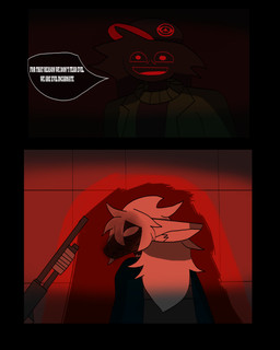 anthro blood blue_clothing bodily_fluids bulletproof_vest burning clothing dialogue duo femboy gore green_clothing gun hair hat headgear headwear male male/male ranged_weapon shotgun text weapon white_body white_hair wounded raganlier mythology chaos_herald_(dcs) raganlier_(character) dragon ghost mythological_creature mythological_scalie scalie spirit 4:5 comic english_text hi_res