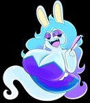 anthro big_breasts blue_hair breasts cleavage clothed clothing dress female folding_fan hair half-closed_eyes holding_fan huge_breasts narrowed_eyes open_mouth pupils purple_eyes solo white_body ota_(artist) mario_plus_rabbids_sparks_of_hope raving_rabbids rayman_(series) ubisoft midnite_(mario_plus_rabbids) ghost lagomorph leporid mammal rabbid rabbit spirit 2023 alpha_channel hi_res