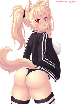 alternative_fashion amekaji blonde_hair breasts butt clothed clothing female gyaru hair j-fashion jacket legwear panties pigtails simple_background solo streetwear text thigh_highs thong topwear underwear white_background fastrunner2024 tiffy_(fastrunner2024) animal_humanoid cat_humanoid felid felid_humanoid feline feline_humanoid humanoid mammal mammal_humanoid 2020 digital_media_(artwork) hi_res shaded url