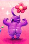 ambiguous_gender anthro anus balls being_watched big_butt blue_body blush butt exclamation_point flexing flower genitals huge_butt looking_at_another looking_back male male/ambiguous nude open_mouth overweight overweight_male plant purple_body rear_view simple_background thick_thighs wide_hips innerbubbers nintendo pikmin alien alien_humanoid blue_pikmin elemental_creature flora_fauna humanoid pikmin_(species) purple_pikmin absurd_res digital_media_(artwork) hi_res signature watermark