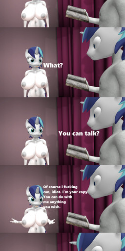 5_fingers angry anthro anthrofied areola ball_gag bdsm big_breasts big_nipples blue_eyes blue_hair book breasts crossed_arms crossgender curtains cutie_mark dialogue dominant dominant_anthro dominant_male duo ellipsis eyelashes eyes_closed female fingers fondling forced gag gagged grey_areola grey_nipples hair half-closed_eyes happy holding_book holding_object horn huge_breasts humanoid_hands indoor_nudity indoor_sex inside insult long_hair looking_aside looking_at_another looking_at_partner looking_at_self looking_away looking_down magic magic_user male male/female multicolored_hair narrowed_eyes navel nipples nude open_mouth pecs profanity question questionable_consent rape rape_face reading selfcest sex sex_toy small_waist smile snout square_crossover standing submissive submissive_anthro submissive_female text two_tone_hair white_body white_horn sporeman_(artist) friendship_is_magic hasbro my_little_pony mythology shining_armor_(mlp) equid equine horse mammal mythological_creature mythological_equine pony unicorn 3d_(artwork) absurd_res comic digital_media_(artwork) english_text hi_res long_image source_filmmaker_(artwork) tall_image