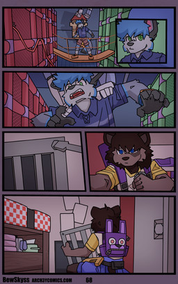 ageplay blue_clothing blue_hair blue_shirt blue_topwear captured clothed clothing cloud daycare fur grey_body grey_fur hair male roleplay shirt text topwear vent bewskyss five_nights_at_freddy's five_nights_at_freddy's:_security_breach scottgames steel_wool_studios canid canine canis mammal absurd_res comic hi_res url