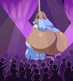 anthro balls big_balls big_bulge big_butt black_sclera blue_clothing blue_crop_top blue_ears blue_eyes blue_eyeshadow blue_footwear blue_inner_ear blue_legwear blue_lips blue_panties blue_shirt blue_socks blue_thigh_highs blue_thigh_socks blue_topwear blue_underwear brown_body brown_ears bulge butt clothing crop_top curtains eyelashes eyeshadow femboy footwear genitals group heart_symbol huge_balls huge_bulge huge_butt hyper hyper_balls hyper_bulge hyper_butt hyper_genitalia hyper_lips legwear lips looking_back makeup male money panties pattern_clothing pattern_crop_top pattern_legwear pattern_socks pattern_thigh_highs pattern_thigh_socks pattern_topwear pole pole_between_buttocks rear_view shirt smile smiling_at_another socks spotlight strip_club stripper_pole thick_lips thigh_highs thigh_socks tight_clothing topwear underwear white_clothing white_crop_top white_footwear white_legwear white_socks white_thigh_highs white_thigh_socks white_topwear kuroyami nintendo pokemon ethan_(reathe) generation_4_pokemon lagomorph leporid lopunny mammal pokemon_(species) rabbit 2026 absurd_res cel_shading colored digital_media_(artwork) hi_res shaded