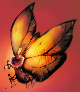 4_legs ambiguous_gender antennae_(anatomy) arthropod_abdomen beverage big_wings black_antennae black_body coffee coffee_mug container crown cup cutlery evil_grin eyespots gold_crown grin headgear holding_container holding_cup holding_mug holding_object holding_spoon insect_wings kitchen_utensils lepidopteran_wings looking_back markings monotone_body mug orange_background orange_wings ruff simple_background smile solo spoon standing text tools toothy_grin wings rawbirdboy disney hoppers_(disney) pixar titus_(hoppers) arthropod butterfly insect lepidopteran monarch_butterfly taur 2026 character_name digital_media_(artwork) hi_res orange_theme restricted_palette