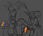 anthro boots clothing covering covering_face duo flag flag_(object) footwear hat headgear headwear lgbt_pride male poncho pride_color_flag pride_colors rainbow_pride_colors shoes sitting sitting_together six-stripe_rainbow_pride_colors size_difference spain spanish_flag mutatedleemon dreamworks puss_in_boots_(franchise) death_(puss_in_boots) puss_in_boots_(dreamworks) canid canine canis domestic_cat felid feline felis mammal wolf meme sketch