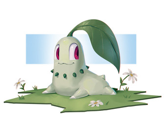 ambiguous_gender cat_smile detailed_background green_body green_skin leaf leaf_hair looking_aside lying neck_spikes on_front on_ground plant plant_hair pseudo_hair quadruped red_eyes solo sploot ruffu nintendo pokemon chikorita generation_2_pokemon pokemon_(species) digital_media_(artwork) digital_painting_(artwork) painting_(artwork)
