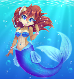 5_fingers alternate_species black_nose blue_body blue_eyes blue_scales bra bracelet breasts brown_body brown_fur brown_hair clothing eyelashes female fingers fish_tail fur hair jewelry legless long_hair looking_at_viewer mermaid_tail mermaidification navel navel_piercing piercing red_hair scales seashell_bra smile solo split_form tail underwater underwear water metalpandora archie_comics sega sonic_the_hedgehog_(archie) sonic_the_hedgehog_(comics) sonic_the_hedgehog_(series) sally_acorn aquatic chipmunk ground_squirrel hybrid mammal merfolk rodent sciurid tree_squirrel 2020 digital_media_(artwork) watermark