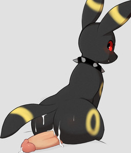 anthro bestiality biped black_body black_eyes black_tail blush butt cute_fangs duo erection fangs female feral genitals glans human_on_feral humanoid_genitalia humanoid_penis interspecies male male/female multicolored_body multicolored_tail penile penis red_sclera simple_background tail teeth yellow_body yellow_tail arteficialtrees nintendo pokemon eeveelution generation_2_pokemon human mammal pokemon_(species) umbreon hi_res