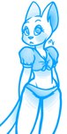 anthro blue_lines blush breasts clothing female simple_background small_breasts solo swimwear topwear white_background clowndumpster metro-goldwyn-mayer tom_and_jerry toodles_(salt_water_tabby_1947) toodles_galore domestic_cat felid feline felis mammal line_art