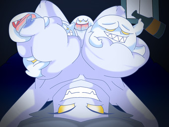 alcohol beer beverage breasts drunk female group male male/female not_furry substance_intoxication tongue tongue_out vaginal not-that-leo mario_bros nintendo boo_(mario) ghost humanoid spirit 4:3 hi_res