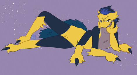 anthro arthropod_abdomen bedroom_eyes blue_hair countershade_torso countershading featureless_crotch hair male multi_arm multi_eye multi_limb multicolored_body narrowed_eyes no_hands reclining seductive simple_background solo spread_legs spreading soaringcory nintendo pokemon arachnid arthropod galvantula generation_5_pokemon pokemon_(species) spider