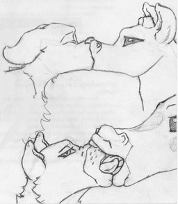 ambiguous_gender anthro duo eyes_closed female french_kissing fur kissing looking_pleasured male male/female open_mouth simple_background tongue tongue_out white_background unknown_artist bovid bovine canid canine felid giraffe giraffid mammal graphite_(artwork) hi_res monochrome source_request traditional_media_(artwork)
