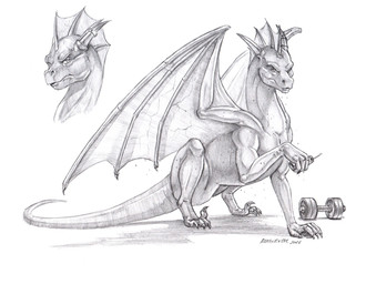 barbell beverage feral horn horn_jewelry horn_ring jewelry male membrane_(anatomy) membranous_wings ring_(jewelry) solo tail veiny_wings wings baron_engel mythology dragon mythological_creature mythological_scalie scalie 2026 greyscale monochrome