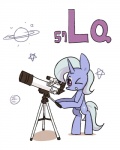 2015 4:5 blue_body english_text equid equine female feral friendship_is_magic hair hasbro horn joycall3 lanthanum_(element) mammal my_little_pony mythological_creature mythological_equine mythology on_hind_legs one_eye_closed planet silver_hair simple_background solo telescope text trixie_(mlp) unicorn white_background
