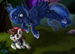 2013 bandanna blue_eyes blue_fur blue_hair brown_hair clothing cub cutie_mark duo equine eye_patch eyewear female feral friendship_is_magic fuf fur hair headband horn horse male my_little_pony night outside pipsqueak_(mlp) pony princess_luna_(mlp) winged_unicorn wings young
Rating: Safe
Score: 7
User: Falord
Date: October 04, 2013