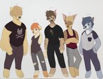 anthro black_eyes brown_eyes canine_tail clothing freckles group hair hair_over_eye hair_over_eyes male one_eye_obstructed shirt simple_background sleeveless_shirt t-shirt tongue tongue_out topwear v-neck white_background soft-dogs dakota_(soft-dogs) samuel_(soft-dogs) canid canine canis domestic_dog mammal hi_res trans_(lore) trans_man_(lore)