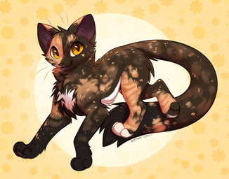 ambiguous_feral ambiguous_gender black_body black_fur black_tail blep brown_body brown_fur brown_tail closed_smile feral fur glistening glistening_eyes looking_at_viewer mouth_closed orange_body orange_eyes orange_fur orange_tail pattern_background side_view simple_background smile solo tail tongue tongue_out whiskers bloominglynx felid mammal hi_res signature