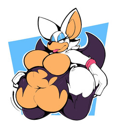 anthro bat_wings belly belly_overhang big_belly big_breasts big_ears breasts clothing eyeshadow featureless_breasts female fur gloves handwear huge_belly huge_breasts leather leather_clothing lipstick makeup membrane_(anatomy) membranous_wings morbidly_obese morbidly_obese_anthro morbidly_obese_female navel obese obese_anthro obese_female overweight overweight_anthro overweight_female simple_background snout solo tan_body tan_skin torn_clothing wardrobe_malfunction white_body white_fur wide_hips wings boot_(artist) sega sonic_the_hedgehog_(series) rouge_the_bat bat mammal 2020