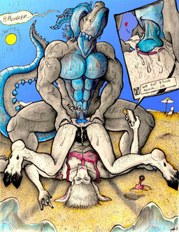 anthro bareback beach bodily_fluids clothing cum cum_in_ass cum_inside cutaway duo genital_fluids genitals jockstrap knot knot_tugging knotted_penis knotting male male/male muscular penis photo seaside stuck stuck_genitals stuck_knot stuck_penis stuck_together tail text underwear yagi_b._(artist) mythology jesseaike yagi_b. bovid caprine dragon goat mammal mythological_creature mythological_scalie scalie english_text hi_res