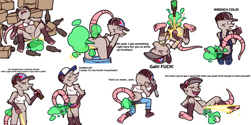 accident alcohol alcohol_enema anal anal_launching anal_penetration angry annoyed anthro anus ball_in_ass barefoot baseball beer beer_bottle belly belly_overhang beverage black_body black_ears black_eyes black_fur blue_baseball_cap blue_bottomwear blue_clothing blue_jeans blue_pants blue_suspenders bodily_fluids boofing bottle bottle_in_ass bottle_insertion bottomless bottomwear bottomwear_down box bra bra_only breasts butt butt_cleavage butt_clench butt_flap cardboard cardboard_box casual_exposure cleavage clenching_butt clothed clothing confederate_flag confederate_flag_clothing confederate_states_of_america container covering covering_crotch covering_vulva denim denim_bottomwear denim_clothing dialogue drooling empty_bottle eyes_closed fart fart_cloud farting_at_viewer feet female female_farting female_peeing fur genital_fluids genitals green_fart_cloud grey_baseball_cap grey_body grey_fur high-angle_view insult insulting_viewer jeans kneeling leaning leaning_forward looking_back lying mooning motion_lines muffin_top multicolored_body multicolored_fur navel object_between_buttocks offscreen_character on_back open_mouth panties pants pants_down pants_wetting pantsless panty_wetting partially_clothed peeing penetration pink_fingers pink_nose pink_tail pink_toes profanity raised_tail rear_view saliva sharp_teeth shirt simple_background sleeping soles solo spread_legs spreading standing_pee surprised suspenders sweat sweatdrop sweaty_butt tail talking_to_another talking_to_viewer tank_top teeth text tools toothy_grin topwear two_tone_body two_tone_fur underwear underwear_only upside_down urine urine_pool urine_stream vulva wet wet_clothing wetting whiskers white_background white_bra white_clothing white_shirt white_tank_top white_topwear white_underwear wrench yelling smokey_the_menish american_opossum mammal marsupial 2026 2:1 absurd_res english_text hi_res multiple_images