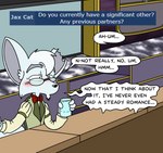 age_difference answering anthro ask_blog beverage blush canid canine comic container cup english_text felix_a_fox fennec_fox fox humanoid male mammal notched_ear old older_anthro older_male speech_bubble storytelling text true_fox wintersgardencomic