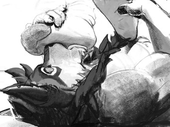 anthro biped clothing duo feet foot_fetish footwear fur hypnosis male mind_control ringed_eyes simple_background sock_fetish socks solo_focus submissive submissive_male white_background saudax7 tiberius_thicktail canid canine canis hybrid mammal mustelid otter wolf digital_media_(artwork) hi_res monochrome