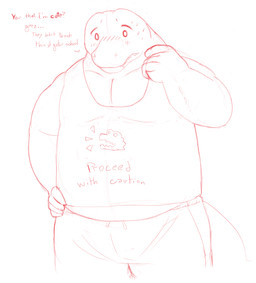5_fingers anthro athletic_wear bar_emanata blush blush_lines bodily_fluids bottomwear clothing dialogue ellipsis emanata fingers front_view gym_bottomwear gym_shorts hand_on_hip male overweight overweight_male pecs question shirt shorts simple_background solo sweat sweaty_face talking_to_viewer tank_top text text_on_clothing text_on_shirt text_on_tank_top text_on_topwear topwear white_background nobodyshouse alligator alligatorid crocodilian reptile scalie 2015 digital_drawing_(artwork) digital_media_(artwork) english_text guide_lines monochrome portrait sketch three-quarter_portrait