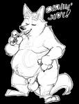 animal_genitalia anthro balls baron_puddin_paws belly black_background body_hair canid canine casual_nudity disney fox fully_sheathed genitals gideon_grey happy_trail hi_res male mammal monochrome moobs nude overweight overweight_anthro overweight_male red_fox sheath simple_background slightly_chubby solo true_fox zootopia