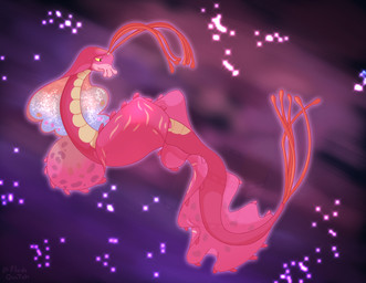 antennae_(anatomy) female feral mantle_(mollusk) markings pink_body solo space spacescape sparkles sparkling_eyes star tail_tentacle tentacles yellow_sclera flashquatsch disney elio_(pixar) pixar ambassador_questa alien