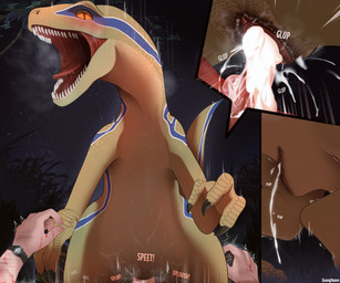 animal_genitalia bestiality blood bodily_fluids breath claws cloaca cloacal cloacal_penetration clock cowgirl_position cum cum_drip cum_in_cloaca cum_inside dominant dominant_female dominant_feral dripping duo female feral feral_penetrated first_person_view forced from_front_position genital_fluids genitals human_on_feral human_penetrating human_penetrating_feral interspecies male male/female male_on_feral male_pov night on_bottom on_top open_mouth outside penetration pupils rape rough_sex sex sharp_teeth sky slit_pupils teeth tongue watch wristwatch yellow_sclera quangdoann jurassic_park jurassic_world universal_studios blue_(jurassic_world) dinosaur dromaeosaurid human mammal prehistoric_species reptile scalie theropod velociraptor
