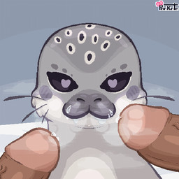 blush blush_lines bodily_fluids excited female feral fur fur_markings genital_fluids genitals grey_body grey_fur heart_eyes heart_symbol humanoid_genitalia humanoid_penis leaking_precum looking_at_viewer markings penis precum saliva simple_background steamy_breath toony vein whiskers pankatares human mammal marine pinniped seal 1:1 digital_media_(artwork) low_res pixel_(artwork)