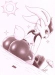 anthro big_butt breasts butt female genitals glistening glistening_body glistening_butt huge_butt looking_at_viewer pussy simple_background smile solo sun tail wide_hips fullfolka nintendo pokemon cinderace generation_8_pokemon lagomorph mammal pokemon_(species) graphite_(artwork) hi_res traditional_media_(artwork)