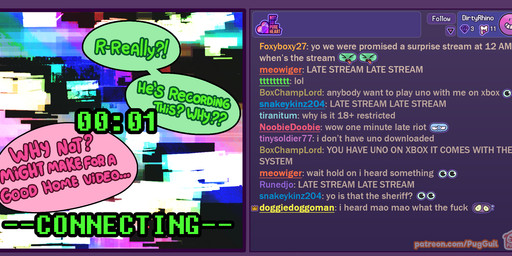 ambiguous_gender border camera camera_view chat dialogue emoticon glitch livestream profanity purple_border speech_bubble text timer website zero_pictured puggy cartoon_network mao_mao:_heroes_of_pure_heart 2020 digital_drawing_(artwork) digital_media_(artwork) english_text hi_res story story_in_description url