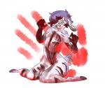 anthro blood bodily_fluids breasts eyewear female fur glasses gore hair hand_print insane knife nipples nude simple_background smile solo stab weapon higgington bovid caprine domestic_sheep mammal sheep 2018 absurd_res digital_media_(artwork) hi_res