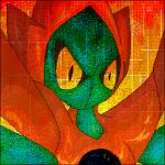 angry black_border border not_furry red_body solo yellow_eyes metaknightmaregirl nintendo pokemon attack_forme_deoxys deoxys generation_3_pokemon humanoid legendary_pokemon pokemon_(species) 1:1 2008 digital_drawing_(artwork) digital_media_(artwork) dithering low_res oekaki reaction_image